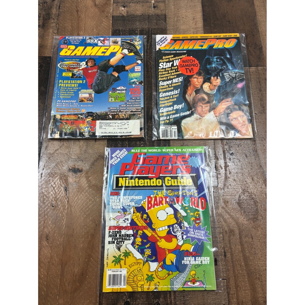 Vintage GamePro & Game Players Magazine Lot Star Wars Simpsons Tony Hawk PS2 NES